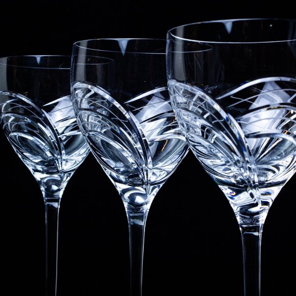 Rogaska Maestro Crystal Water Goblets With Elegant Etched Design - Set Of 3 - Picture 5 of 9